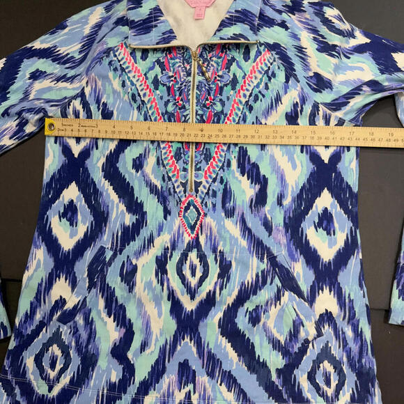 Lilly Pulitzer Preppy Designer Classic Geometric Quarter Zip Popover Small - Picture 4 of 14